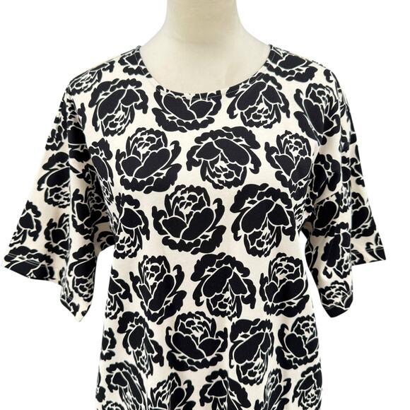 Tory Burch NWT L Rose Print Soft Knit Short Sleeve Cotton T-Shirt Dress - Picture 4 of 11